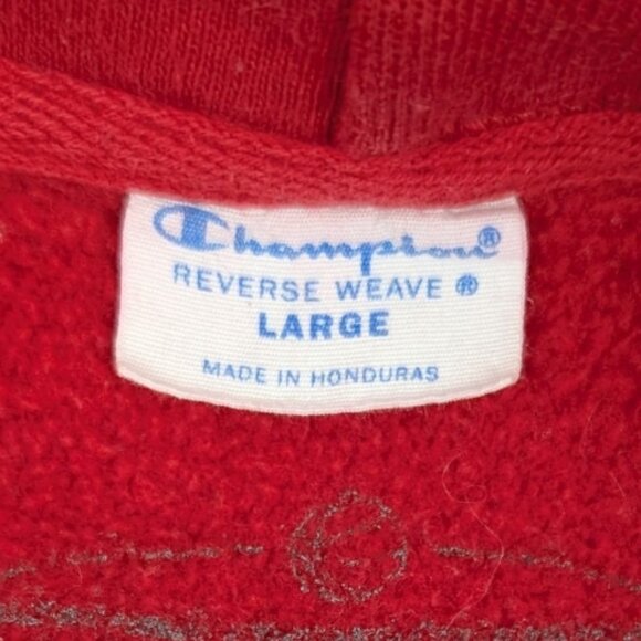 Champion Reverse Weave No Jumper Red Hoodie Sweatshirt Los Angeles Sz L *READ - Picture 7 of 12